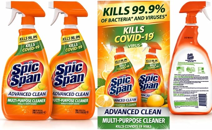 Spic & Span Advanced Clean Multi-Purpose Cleaner Spray, Fresh Citrus Scent, 32 fl oz (Pack of 2)