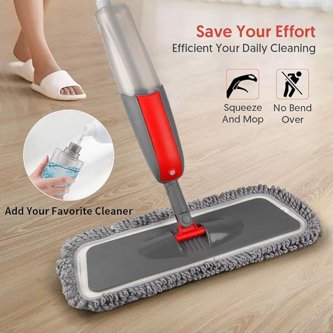 Spray Mop with 3 Washable Pads 2 Refillable Bottles for Floor Cleaning