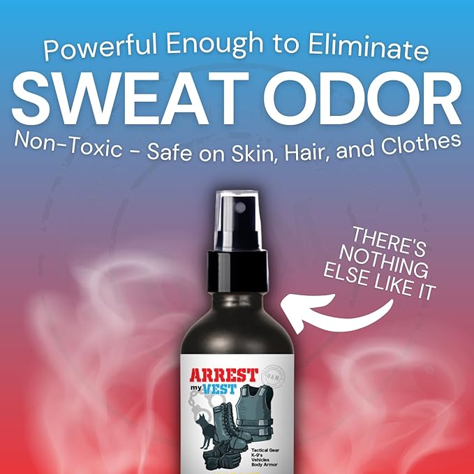 Arrest My Vest Military and Police Grade Odor Eliminating Spray for Body Armor Odor, Tactical Gear. Safe on K9's. Triple Pack of Assorted Fragrances 1 Unscented, 1 Midnight and 1 Driftwood Bottles