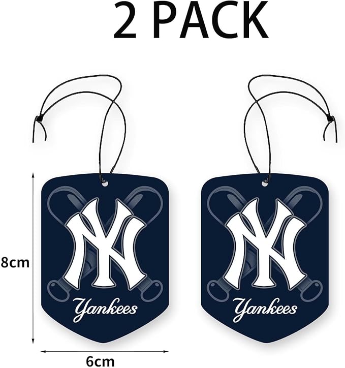 2 Pack MLB Yankees Car Air Freshener - Licensed Hanging Scented Air Freshener, Blue Shield with NY Yankees, Sports Fan Auto Fragrance for Car, Truck & Home