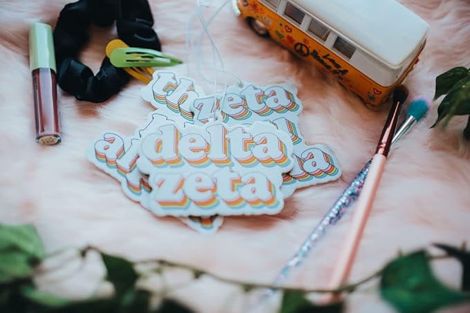 Sorority Shop Delta Delta Delta Retro Air Freshener - Tri Delta Bubblegum Scented Air Freshener – Sorority Retro Design Air Freshener for Car or Dorm– Sorority Gift, Charm Paraphernalia
