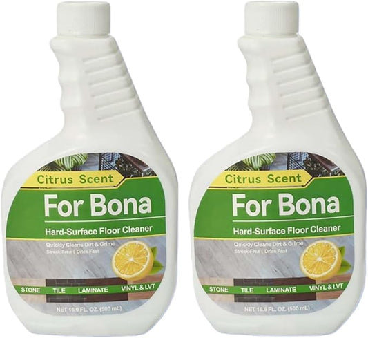 500ml Citrus Scent, Hard-Surface Floor Cleaner. Compatible For Bona Hardwood Floor Premium Spray Mop. Multi-Surface Floor Premium Microfiber Mop(2PCS 1000ML)