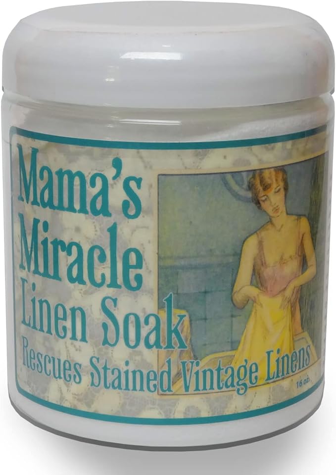 Mama's Miracle Linen Soak (16 oz.) Gentle Stain Remover for Vintage and Antique Fabric Makes 25 Gallons of Soaking Solution