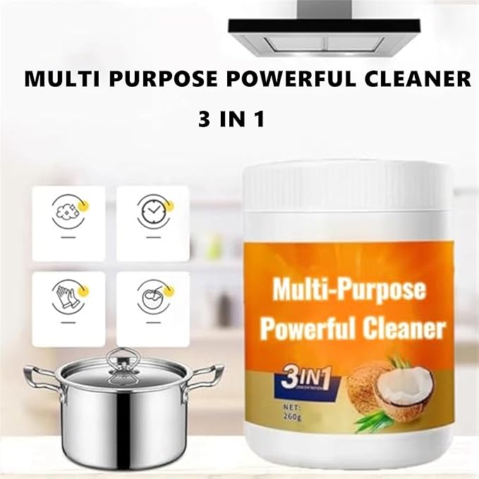 Multi-purpose Powerful Cleaner for Kitchen, 3 in 1 Coconut Oil Cleaning Paste, Limpiador Potente Multiusos Para La Cocina, Heavy Kitchen Duty Degreaser, All-Purpose Cleaner Removes Stains (2)