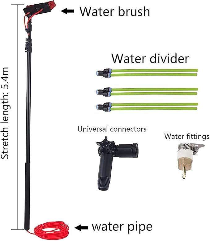 Extendable 8M Water Fed Window Cleaning Pole Kit - 30Cm Brush for High Reach Glass Conservatory Roofs & Exterior Surface Cleaning - Effortless & Efficient Cleaning Soluti