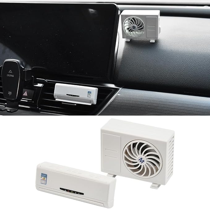 Car Air Freshener Vent Clip - Creative Air Conditioner Shape Solar Powered Aromatherapy Diffuser for Car Interior, Cars Smell Eliminator with 2 Refills, Funny Gift for Men & Women (White, 2 PCS)