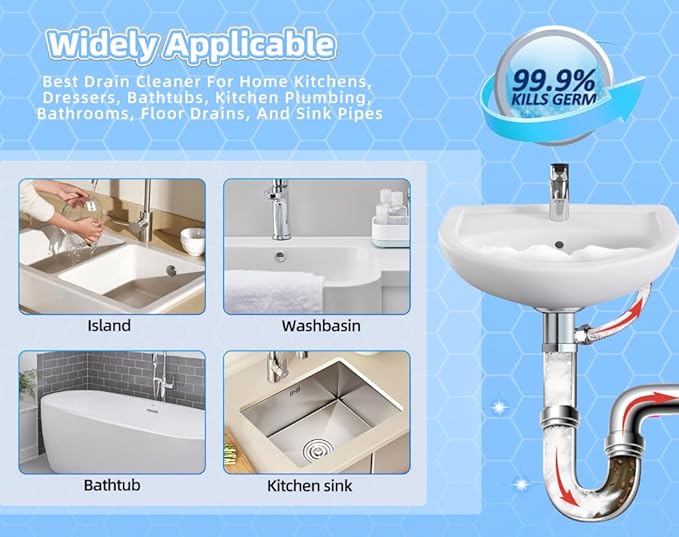 Foaming Drain Cleaner, Sink Cleaner and Deodorizer,Wild Tornado Drain Clog Remover for Kitchen Sinks, Shower Drains, Tubs (2pcs)