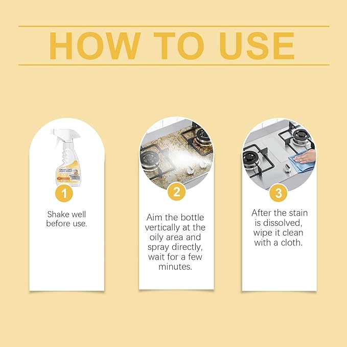 RJDJ 2025 New Greasy Dirt Clean Spray, Multifunctional Powerful Kitchen Foam Cleaner, All Purpose Stain Removal Cleaners, Oven And Grill Cleaners for Kitchen Oil Stains (3PC)