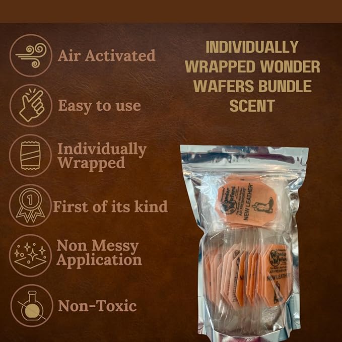 Wonder Wafers 75 count Air Fresheners Individually Wrapped, New Leather Fragrance