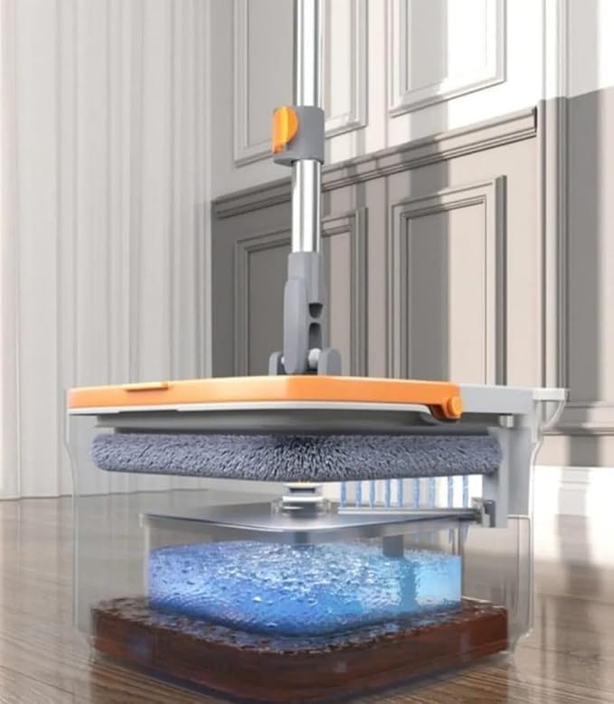Mop and Bucket Set, Easy-to-use Spin Mop with Separate Dirty Water System, Deep-Cleaning Mops for Floors, Versatile Mops for Walls