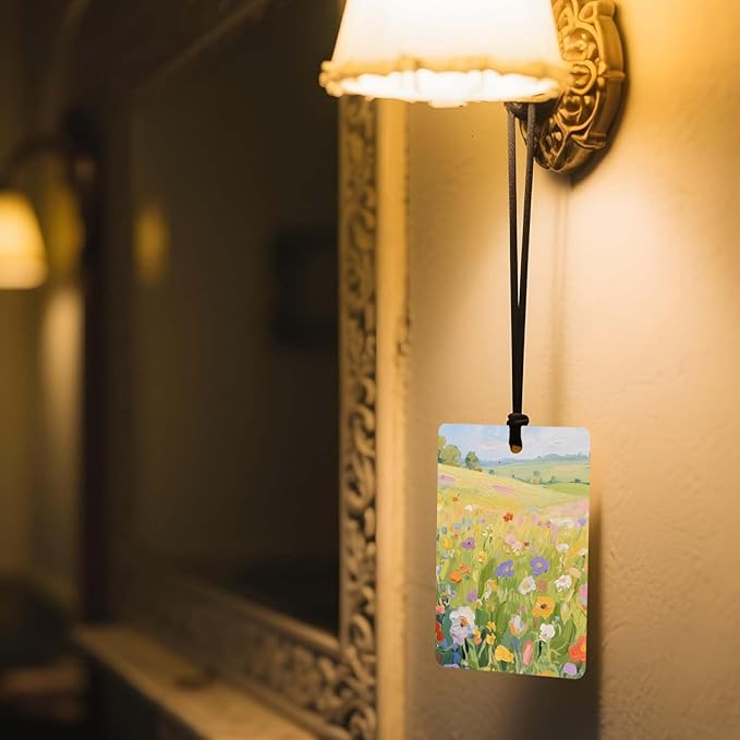 Landscape - Themed Car Air Freshener 4 Pcs, Oil Painting - Style Scenery Hanging Air Freshener for Cars Closet Drawer Books, Car Accessories Mirror Decor for Nature Lovers.