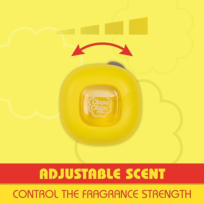 Chupa Chups Car Air Freshener, Lemon Twist - Long Lasting Car Fresheners with Fun Scents, Colorful and Vibrant Air Freshener for Car, Unique Car Freshner Perfume Deodorizer- 4Pack (8pcs Total)