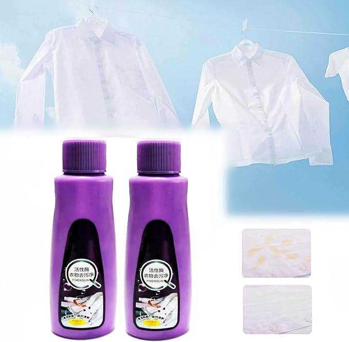 2024 New Active Enzyme Laundry Stain Remover, Enzyme Cleaner Clothing Stain Remover, Fast Remover, Widely Applicable for Enzyme Carpet Fabric Hats Pet Oil Red Wine Ink Armpit Stain Remover (A-2PCS)