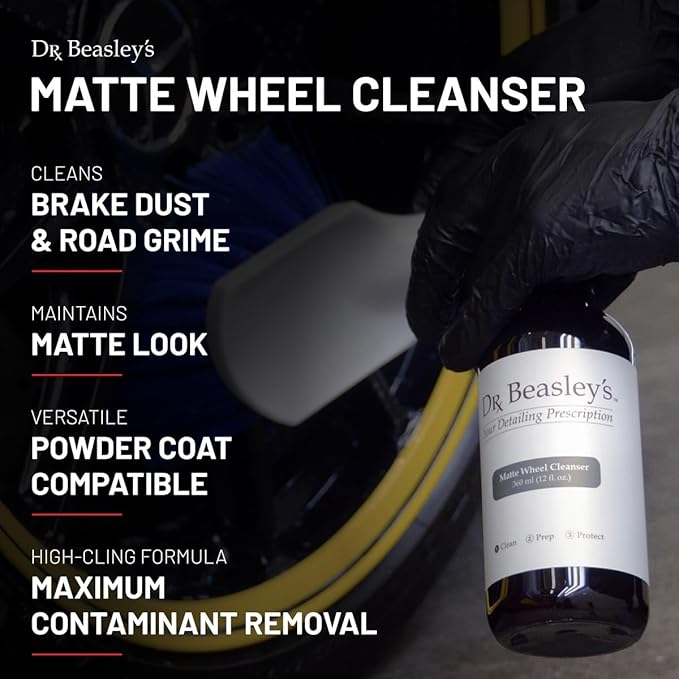 Dr. Beasley's Matte Wheel Cleanser 1 Gallon - Restores Matte, Satin Powder Coated Finish to Original Look, Removes Brake Dust, Road Grime, No Fillers or Residue, Safe pH Balanced