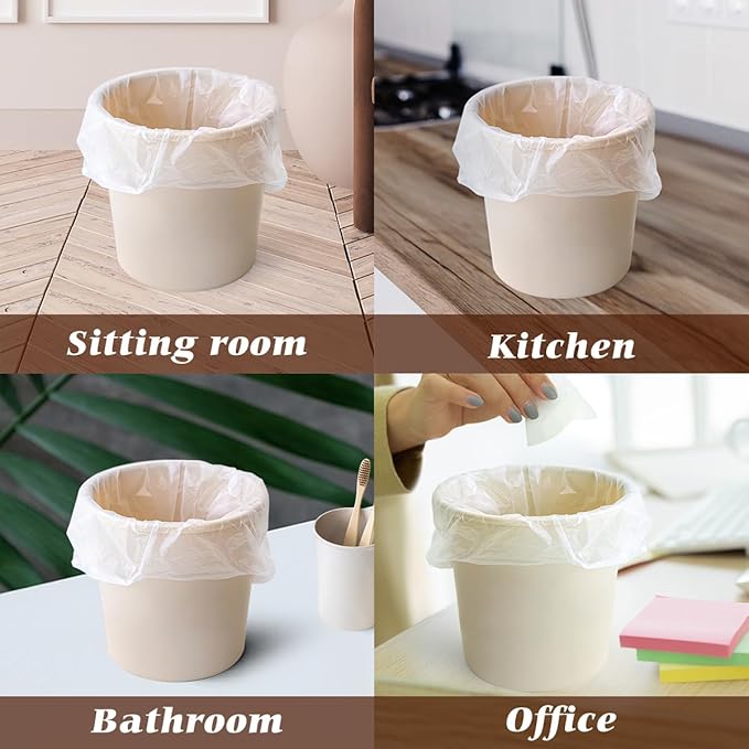 Teivio 1 Gallon 120 Counts Mini Strong Trash Bags 1-1.2 Gallon Garbage Bags,Small Waste Basket Liners,Bathroom Trash Can Bin Liners, Plastic Bags for home office kitchen, 4-5 Liters,Clear