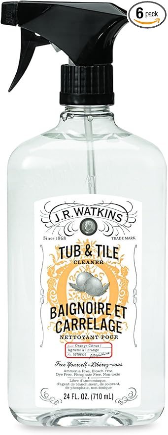 J.R. Watkins Natural Tub & Tile Cleaner, Citrus, 24 Ounce (Pack of 6)
