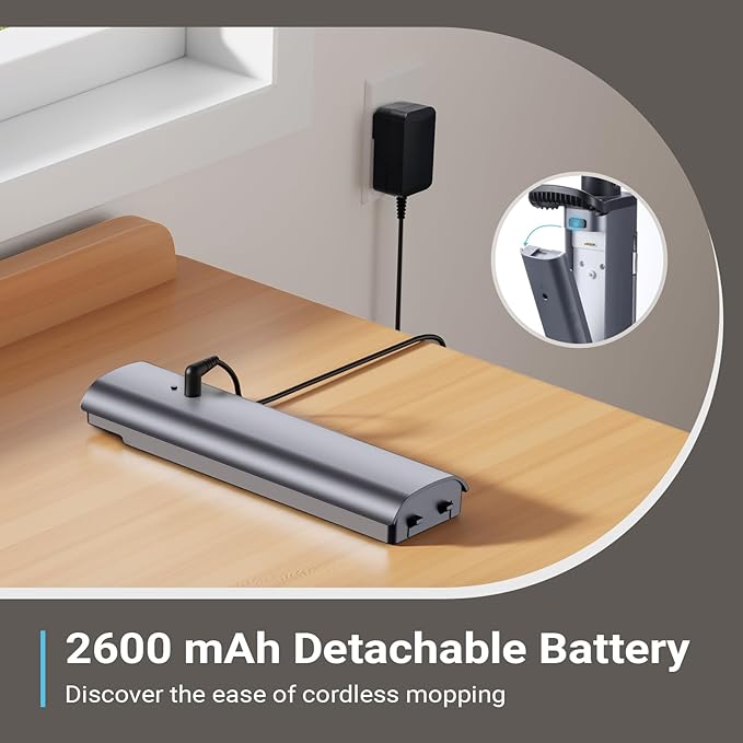 iDOO Cordless Electric Mop, Rechargeable Spin Mop with Water Spray & LED Headlight, Quiet Self Propelled Floor Cleaner, Washable Pads & 350ml Water Tank, Lightweight Floor Scrubber for All Floors