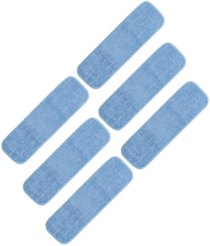 Microfiber Mop Pads for Spray Mops, Washable & Reusable Floor Cleaning Pads, 45 x 14 cm Flat Mop Replacement Pads for Hard Floors, 6-Pack(B)