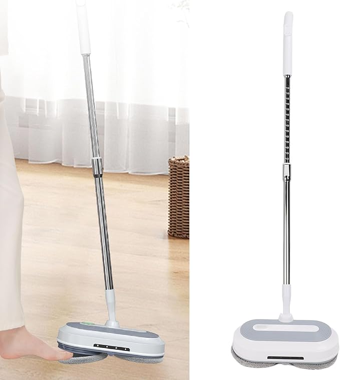 Cordless Electric Mop, Dual Motor Electric Spin Floor Mop with Water Sprayer, Powerful Automatic Floor Polisher Mops for Hardwood, Tile, Marble All Floors (US Plug 100‑240V)