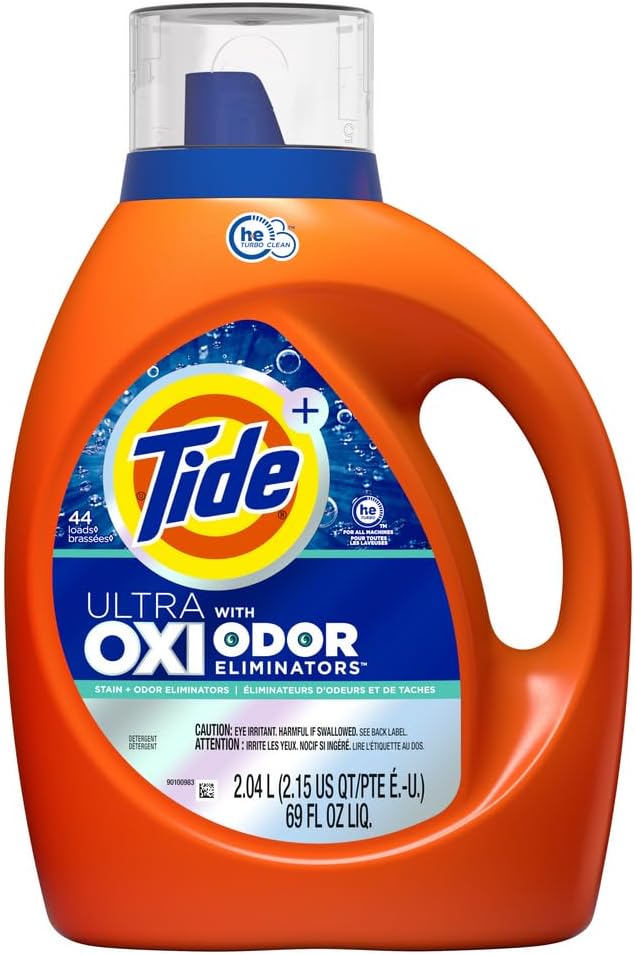 Tide Ultra OXI with Odor Eliminators Liquid Laundry Detergent, 69 oz., For Visible and Invisible Dirt