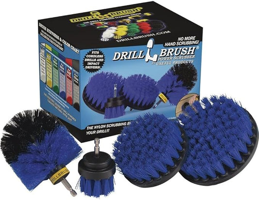 Drillbrush Boat Hull Cleaner Set/Swimming Pool Accessories - Cleaning Drill Brushes for Vinyl Liners - Hot Tubs and Spas Cleaning Brush Kit - Pool Cover Scrubber - Rotary Brushes for Walls and Deck