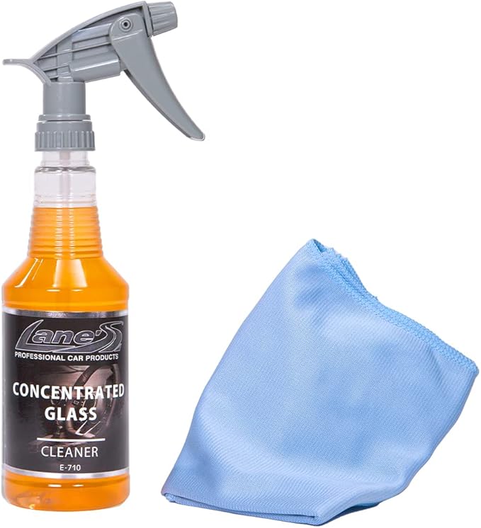 LANE'S Glass Cleaner & Towel Kit - Concentrated Glass Cleaner, Streak Free Formula - Corduroy Window Glass Towel (32 OZ)