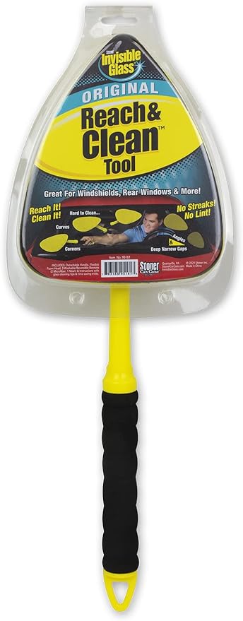 Invisible Glass 95161 Reach and Clean Tool (1-Piece) - Window Wand Glass Cleaning Tool for Windshields, Cleaner for Auto Glass, Hard-to-Reach Places