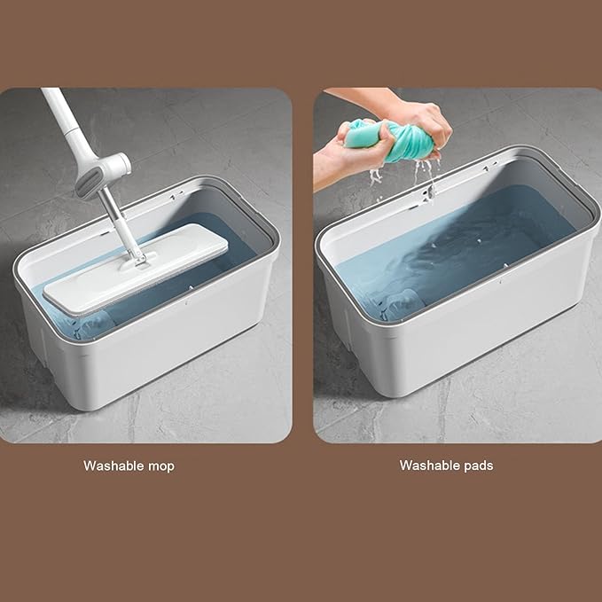 Spin Mop Bucket with Wringer Set, 360 Degree Spin Mop Bucket Floor System with Microfiber Mopping Head and Wringer Mechanism, Suitable for Floor