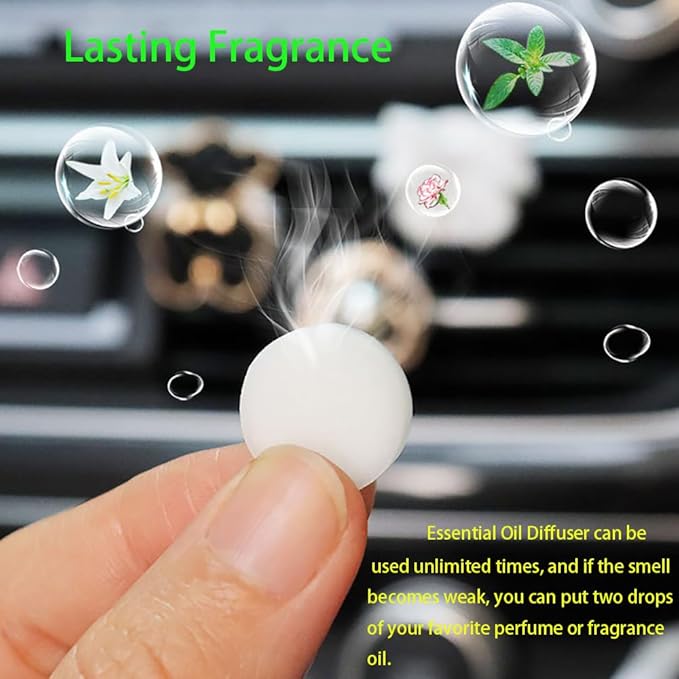 Mini Car Vent Clip Air Freshener, Aesthetic Floral Soap Rose Bouquet Diffuser Decor, Reusable Essential Oil Aroma Pad, Cute Car Accessories Gift for Women (Style G)