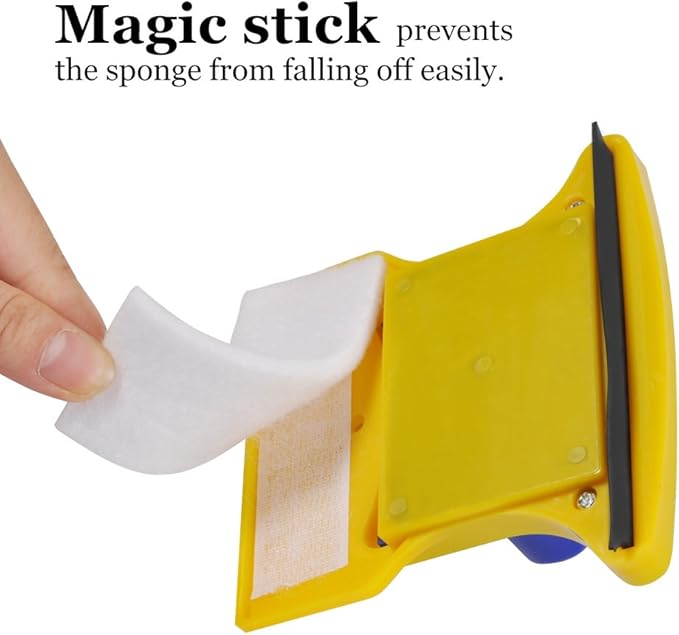 Yctze DoubleSided Magnetic Glass Cleaner Wiper with 2 Additional Cotton for Easy Window Cleansing