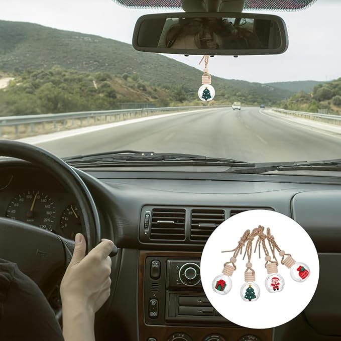 Mobestech 16 Pcs Car Aromatherapy Pendant Car Air Freshener Christmas Accessories Diffuser Bottles Air Freshener Diffuser Hanging Ornament Essential Oil er Wooden