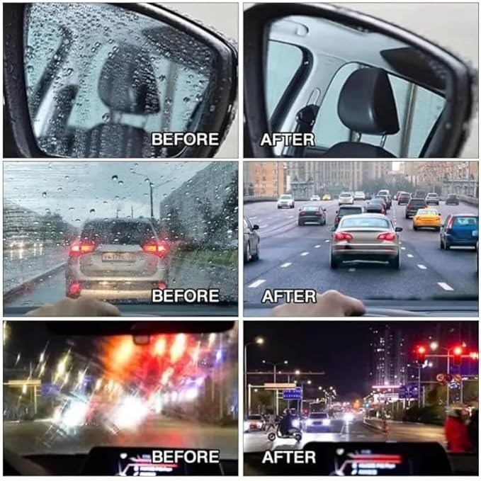 Car Glas Guard, Glass Guard Windshield Cleaner, Car Window Oil Film Remover, Handheld Glas Emulsion Coating Cleaning Brush, Improve Clarity and Visibility with Refill Liquid (2pcs)