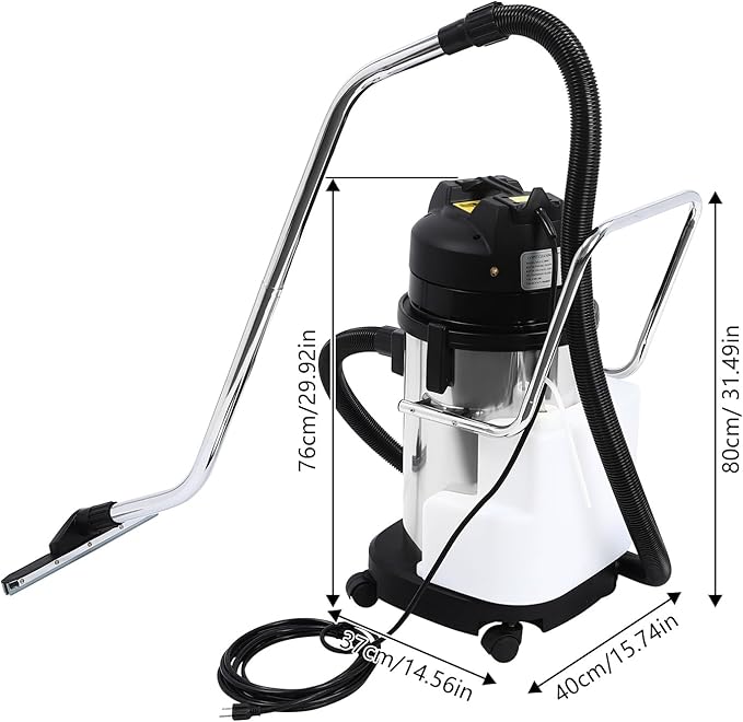 30L/8Gal Commercial Carpet Cleaner, 1000W Wet Dry Upholstery Cleaner Machine with Long Flat/Dust/Water Vacuum Head, Professional 3in1 Floor Cleaning Machine Extractor Vacuum for Carpet Sofa Curtain