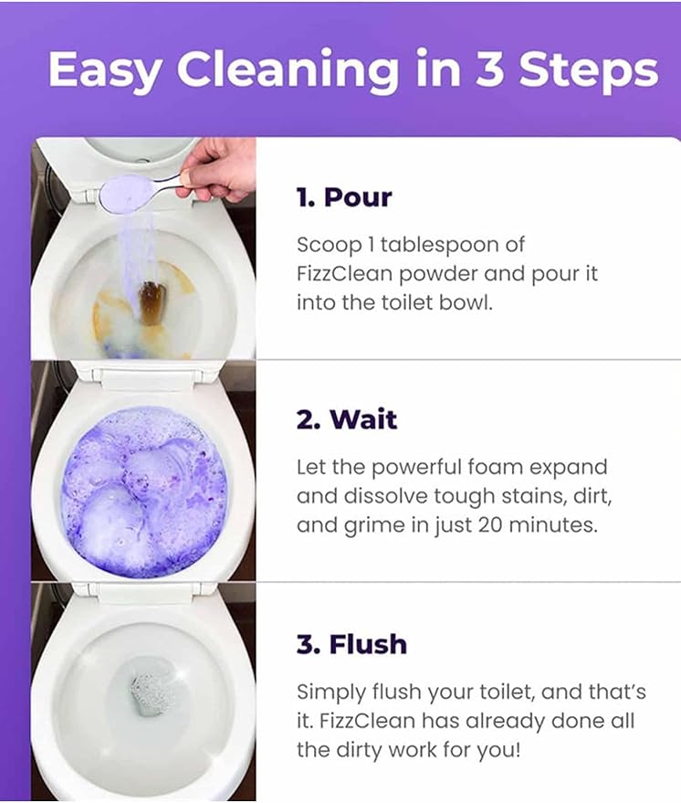 Fizclean Toilet Cleaner, Fizclean Toilet Cleaning Foam, FizCleaning Powder, FizClean Foam Cleaner, Touch Free Foaming Foaming Powder (3)