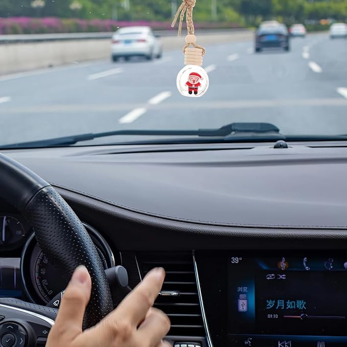 Mobestech 16 Pcs Car Aromatherapy Pendant Car Air Freshener Christmas Accessories Diffuser Bottles Air Freshener Diffuser Hanging Ornament Essential Oil er Wooden