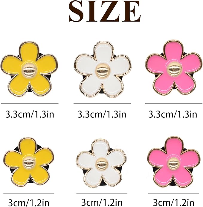 6pcs Flowers Car Air Freshener Vent Clips,Pink Yellow White Daisy Flowers Air Vent Clip Car Accessories for Women,3.3cm/3cm Flower Girly Vehicle Decor Refillable Outlet Diffuser
