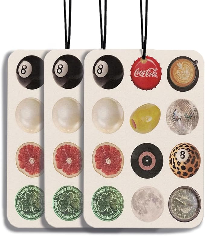 Vintage Lucky 8 Ball Car Air Freshener Trendy Retro Funky Disco Ball Car Accessories Hanging 3Pcs, Funky Aesthetic Cars Scents Mirror Decor Cheetah Print 8 Balls Cars Gifts for Women Girls(Real)