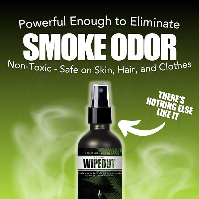 Chronic Wipeout Smoke Smell Eliminator for Home, Cars, Hands, Hair, Clothes, & More | Smoke Odor Eliminating Spray for All Kinds of Strong Smoke | Gifts for Smokers - Bamboo Teak 2 Pack (16 oz)