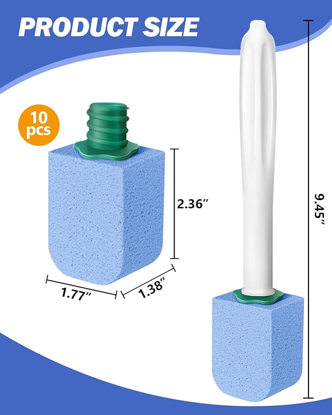 Dukars 10 Packs Pumice Stone Toilet Bowl Cleaner with Long Handle, Heavy Duty Toilet Hard Water Stain Remover,Best Toilet Bowl Cleaner (10, Blue)