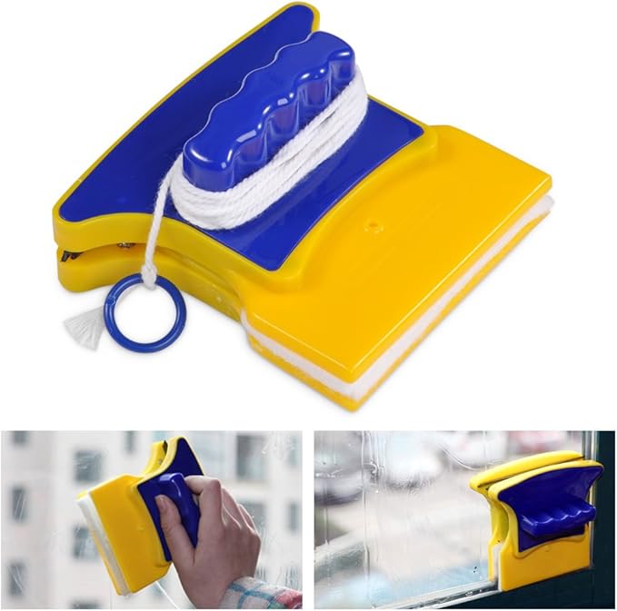 Haofy Double-Side Magnetic Magnetic Cleaner with 2 Extra Cotton Shape Magnetic Sweeper for Kitchen/Glass/Window/Mirror