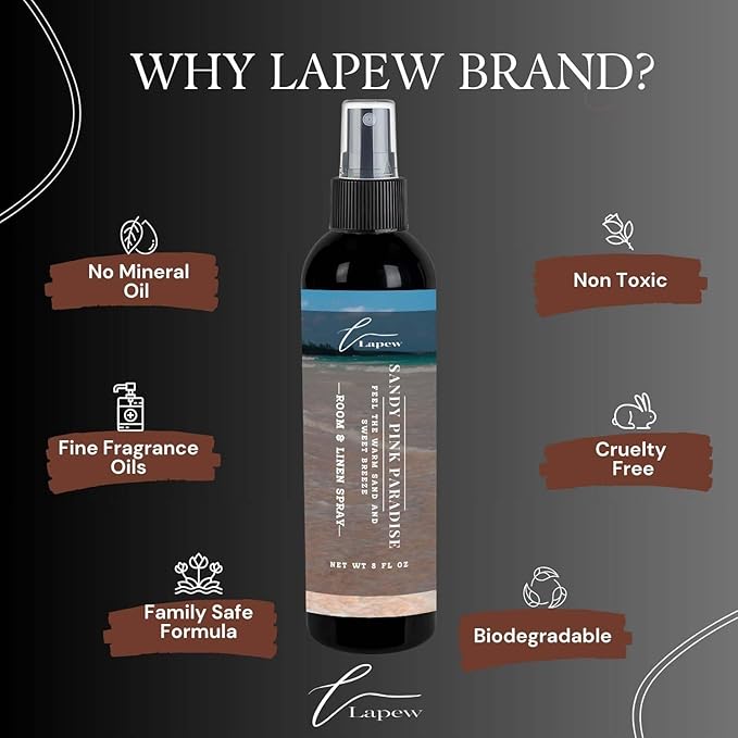 Lapew Room & Linen Spray | Fragrance Mist for Home, Car & Office | Fabric & Air Freshener | Neutralizing Mist | Made in USA | Sandy Pink Paradise