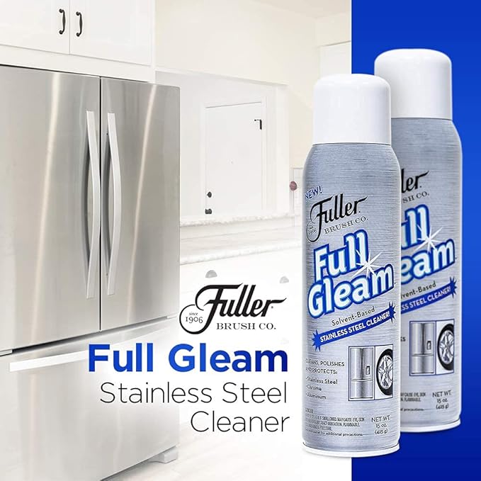 Fuller Brush Full Gleam Stainless Steel Cleaner – 15 oz Spray for Appliances, Chrome, Aluminum & Sinks – Cleans, Polishes & Protects Metal Surfaces (Pack of 6)