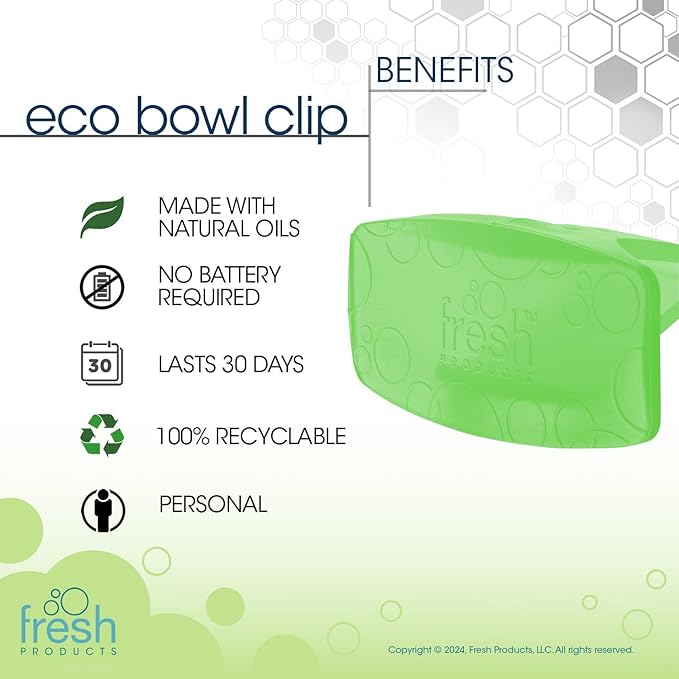 Fresh Products Eco Bowl Clip 2.0 Toilet Bowl Air Freshener, Herbal Mint Scent, 4 Clips