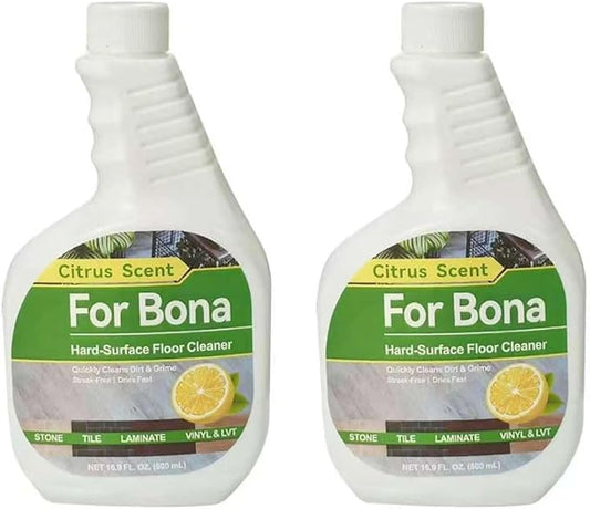Compatible With Bona. Multi-Surface Floor Cleaner Refill - 19.6 Fl Oz/500ml- Lemon Scent, Suitable For Spray Mops And Spray Bottles(500 Ml/2pcs)