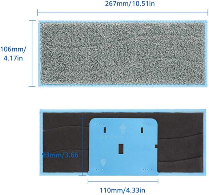 26.7 x 10.6 cm / 10.5 x 4.2 in Robot Cleaner Mop Cloth Non Woven Fabric Cleaning Mopping Cloth Robot Cleaner Accessories Replacement Parts Fit for M6
