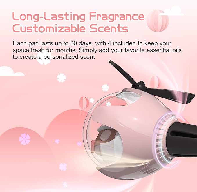 Pink Kitty Car Air Freshener with 6-Color Auto Light Up & 4pcs Scented Tablets – Subtle Fragrance, Decorative Auto Accessories,Cute Mother's Day and Father's Day Small Gift