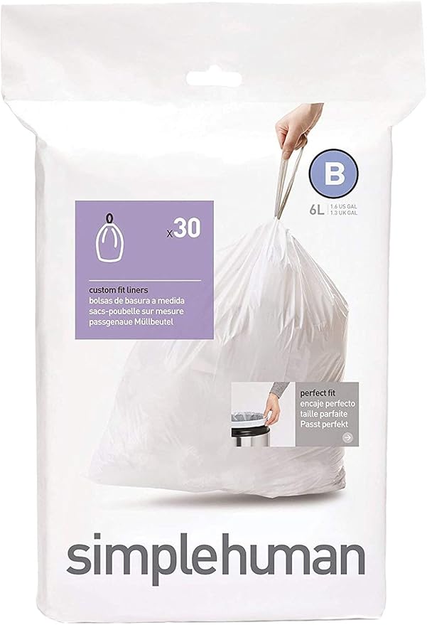 Simplehuman Bin Trash Can Bags Liners New 6l Litres Size B Box Pack of 30