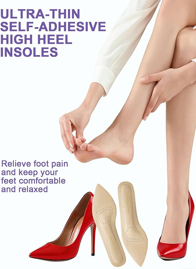 Leather Sockless Shoe Insoles for Men, Thin Dress Work Boots Inserts - Shock Absorption, Anti Sweat & Anti-Odor, for Athletic Shoes, Leather Shoes (Skin-Colored Pointed Toes, Sharp-Apricot-35-36)