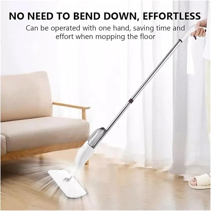Spray Mop Reusable Rotating Magic Flat Mops with Microfiber Pads Wet and Dry Cleaner Household Cleaning Tools Accessories(1mop1cloth)