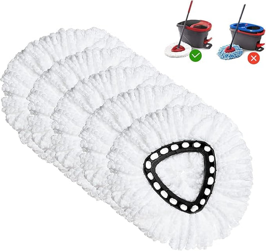 Spin Mop Replacement Head 5 Pack Mop Refill Compatible with Ocedar Triangle Swivel Mops Microfiber Swivel Mop Refill,Deep Clean,Machine Washable and Easy to Replace